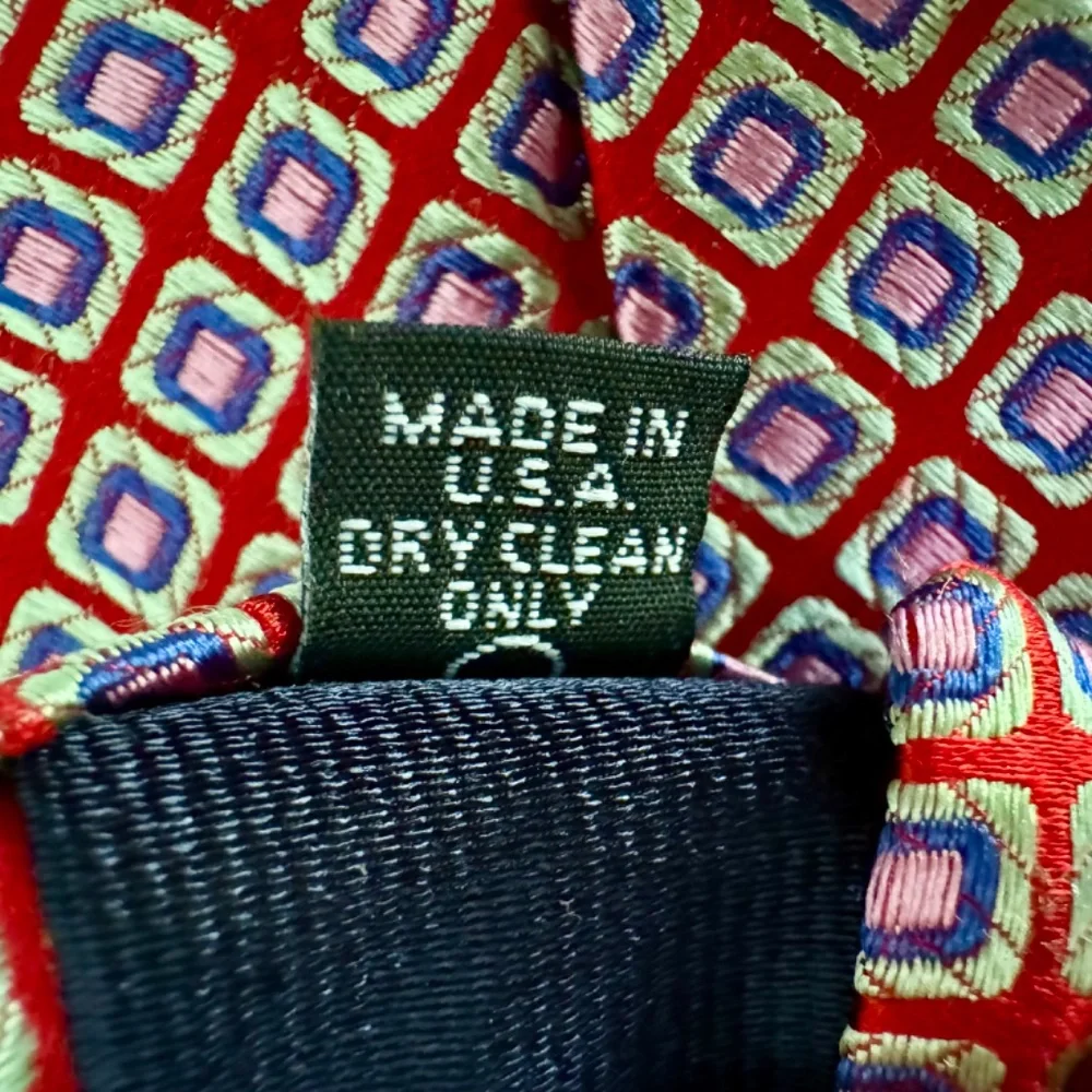 $275 - Holland & Sherry Red Blue Geometric Neck Tie - Saville Row - Made in USA - Picture 5 of 5